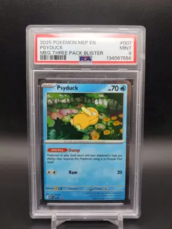 2025 Psyduck MEP 007 Three Pack Blister Black Star Promo PSA 9 Pokemon TCG - Image 1