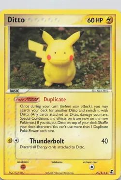 Pokemon TCG Ditto Pikachu 39/113 EX Delta Species 2005 - Image 1