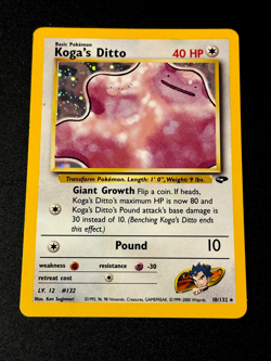 Koga's Ditto 10/132 WOTC Gym Challenge Rare Unlimited Holo Pokemon MP Card - Image 1