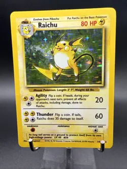 Pokemon TCG Raichu Base Set Holo Rare Card 14/102 - Image 1