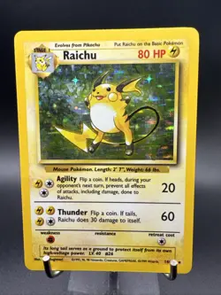 Pokemon TCG Raichu Base Set Holo Rare Card 14/102 - Image 3