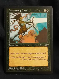 MTG Withering Boon - Mirage - Near Mint (NM) - Rare Black Counterspell - Image 1