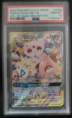 2019 POKEMON SUN & MOON COSMIC ECLIPSE TOGEPI & CLEFFA & IGGLYBUFF GX PSA 10 - Image 1