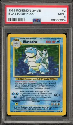Pokemon Blastoise Base Set Unlimited Holo Rare #2 PSA 9 Mint - Image 1