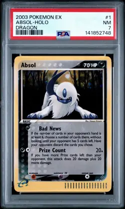 2003 Pokemon EX Dragon Absol Holo PSA 7 #1/97 Low Pop - Image 1