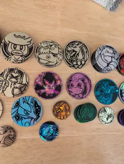 Lot of 60x Official Pokemon TCG Coins (Mix Of Regular (x22) and Jumbo (x38) - Image 4