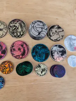 Lot of 60x Official Pokemon TCG Coins (Mix Of Regular (x22) and Jumbo (x38) - Image 5