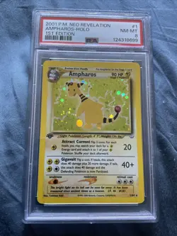 First Edition 2001 Pokemon Neo Revelation 1/64 Ampharos Holo PSA NM-MT 8 - Image 1