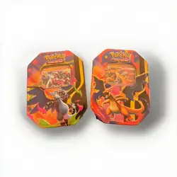 Pokemon TCG Mega Charizard X + Y ex Sealed Tin Bundle Lot Set Of 2 In Hand QTY - Image 1