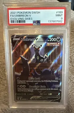 Pokemon Umbreon V 189/203 Evolving Skies Full Art Ultra Rare Holo PSA 9 - Image 1