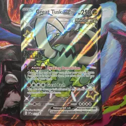 Pokemon TCG Great Tusk EX Black Star Promo Jumbo Card Paldean Fates Stamped 072 - Image 1