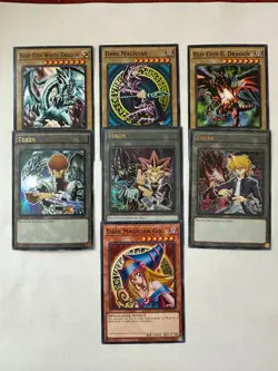 YUGIOH! YUGI JOEY KAIBA Blue Eyes White Dragon Dark Magician Girl Red B. 7 Cards - Image 1