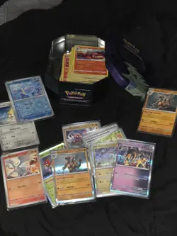 OPEN WITH HOLOS AND BULK Pokemon TCG Tyranitar V Tin Card Game - Image 1