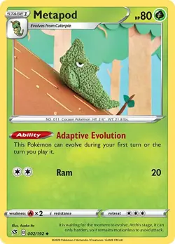 Metapod 002/192 Uncommon SWSH02: Rebel Clash Pokemon Card - Image 1