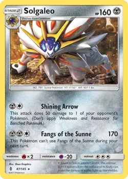 Solgaleo 87/145 Rare SM - Guardians Rising Pokemon Card - Image 1