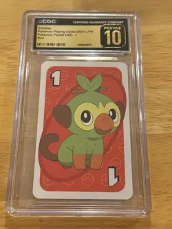 2019 Pokemon Playing Cards Pokemon Pocket Uno 1 Red Grookey CGC Gold Label 10 - Image 1