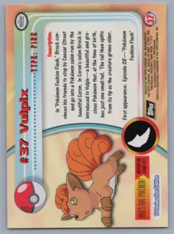 Vulpix Foil TOPPS Series 1 Black Logo #45 Pokemon Card TCG NM/MINT - Image 2