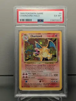 1999 POKEMON BASE SET UNLIMITED #4 CHARIZARD HOLO PSA 6 - Image 1