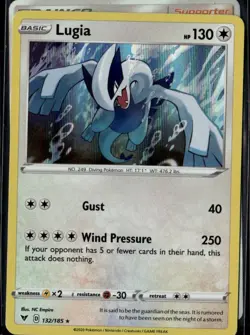 Lugia Holo Rare SWSH04: Vivid Voltage 132/185 Colorless Holo Pokemon Card - Image 1