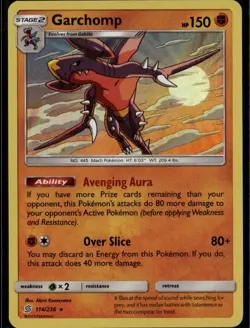 Garchomp Holo Rare SM Unified Minds 114/236 Fighting Holo Pokemon Card - Image 1