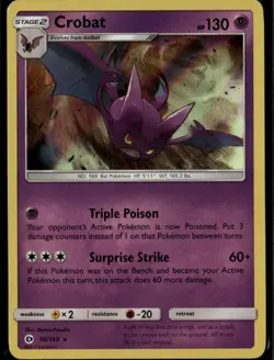 Crobat Holo Rare SM Base Set 56/149 Psychic Holo Pokemon Card - Image 1