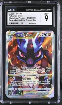 CGC 9 LUCARIO VSTAR SWSH291 CROWN ZENITH ETB BLACK STAR PROMOS POKEMON MINT - Image 1