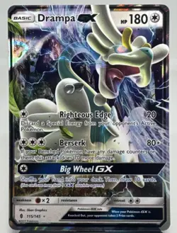 Pokemon Drampa GX 115/145 Sm-Guardians Rising Ultra Rare (Full Art) Holo Card - Image 1