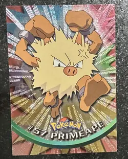 Topps Pokemon Primeape #57 Series 1 Blue Logo 1st Print Rainbow Foil - Image 1