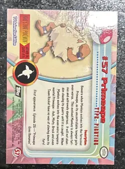 Topps Pokemon Primeape #57 Series 1 Blue Logo 1st Print Rainbow Foil - Image 2