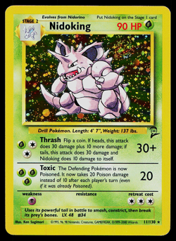 Pokemon Card Base Set 2 Nidoking 11/130 Rare Holo SWIRL - Image 1
