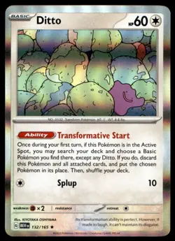 Ditto 132/165 Rare 151 Pokemon Holo Lightly Played - Image 1