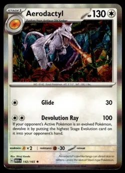 Aerodactyl 142/165 Rare 151 Pokemon Holo Lightly Played - Image 1