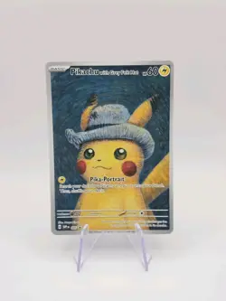 HAND WRAPPED CARD Pokemon x Van Gogh: Pikachu with Grey Felt Hat: CHECK DESCRIPT - Image 1
