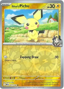 ETHAN'S PICHU 071/182 *REVERSE HOLO* Destined Rivals Pokemon English NM - Image 1