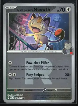 Team Rocket's Meowth 161/217 Ascended Heroes Pokemon Reverse Holo NM - Image 1