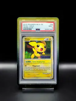 2010 Pokemon Heart Gold Soul Silver Pichu Prerelease Holo Stamped PSA 9 Mint - Image 1