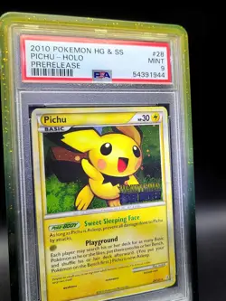 2010 Pokemon Heart Gold Soul Silver Pichu Prerelease Holo Stamped PSA 9 Mint - Image 2