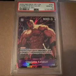 2025 ONE PIECE OP11-067 CHARLOTTE KATAKURI ALTERNATE ART - PSA 10 GEM MINT - Image 1