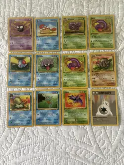 Pokemon Cards Fossil Set 1st Edition & Base Double Colorless Energy (12 Cards) - Image 1