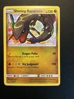 Shining Rayquaza Pokemon Card 56/73 Shining Legends Holo Rare Dragon - Image 1
