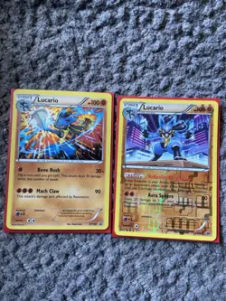 Pokemon TCG Lucario XY140 Promo & Lucario Holo 64/99 XY Lot 2 Cards 2016 - Image 1