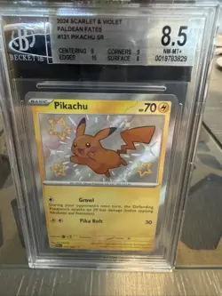 Pokemon Pikachu TCG Holo Shiny Rare Card Paldean Fates 131/091 BECKETT 8.5 - Image 1