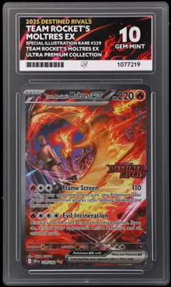 Team Rocket's Moltres ex Destined Rivals 229/182 UPC 10 Gem Mint Ace Graded Card - Image 1