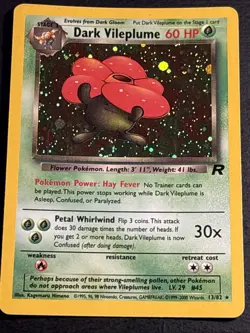 Dark Vileplume 13/82 Pokemon TCG Team Rocket Holo Foil SWIRL Rare Card LP - Image 1
