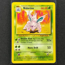 Nidorino - 37/102 - Uncommon - Base Set - Pokemon Card - NM/M - Image 1