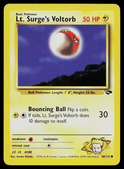 Pokemon Card Gym Challenge Lt. Surge's Voltorb 86/132 Common - Image 1