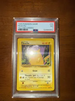 1999 Pokemon TCG Pikachu Base Set Yellow Cheeks PSA 7 NM - Image 1