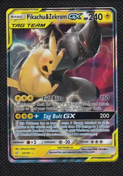 Pikachu & Zekrom GX 33/181 Holo GX Rare Team Up Pokemon Near Mint - Image 1