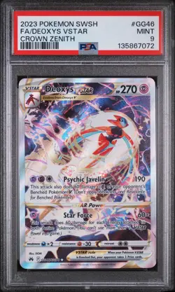 2023 POKEMON SWORD & SHIELD CROWN ZENITH #GG46 FULL ART/DEOXYS VSTAR PSA 9 - Image 1