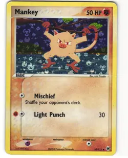 Mankey Reverse Holo Pokemon TCG FireRed & LeafGreen 38/112 HP CREASE - Image 1